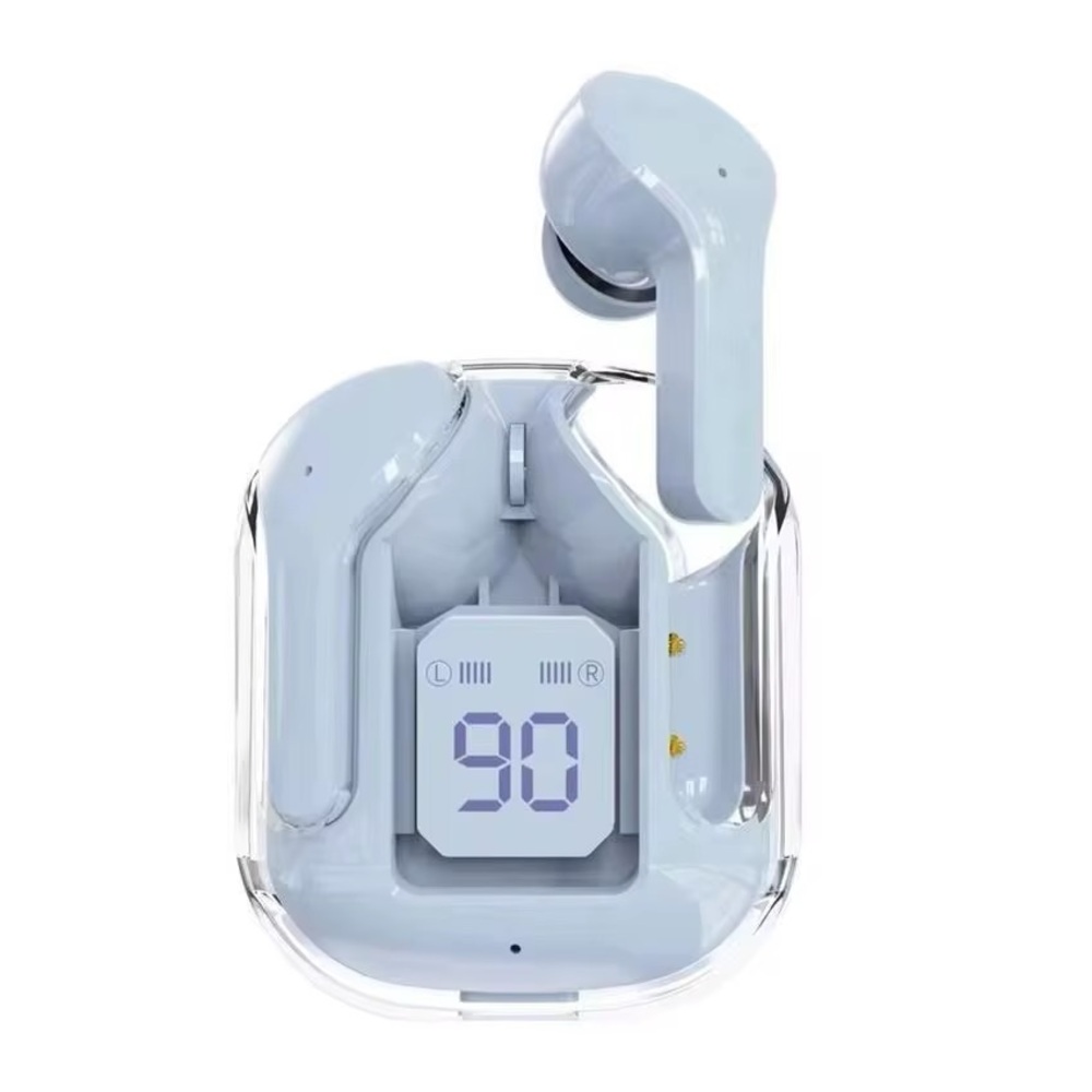 Sleek White Wireless Earbuds with Display